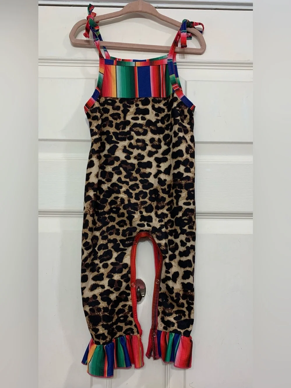 Boutique Baby Girl Serape Western Cheetah 12-18 Months Festive Romper.      3766